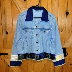 Vintage Newport News Jeanology Jacket Size 14 Y2K Dragon FloralEmbroidered Denim